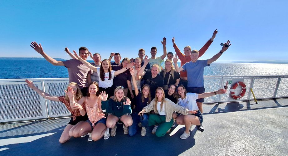 Groepsfoto Canada op de boot Groepsfoto Canada op de boot